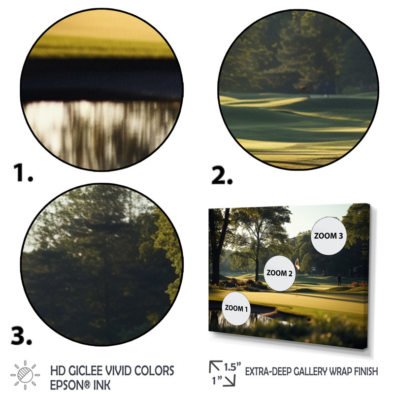 " Golf Putting Green Tranquility I ", 30" H x 40" W x 1.5" D, Black Floater Framed