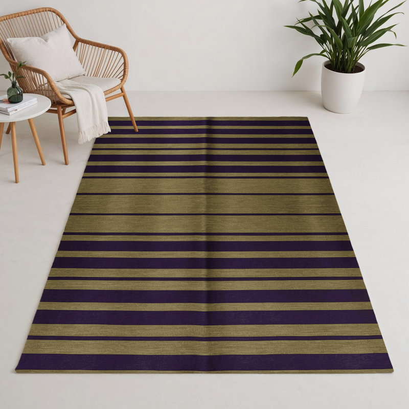 Tapis intérieur / extérieur mauve HorizontalStripes, Rectangle 9 pi x 12 pi