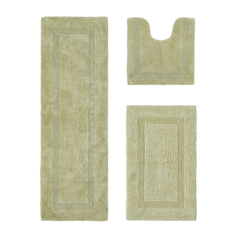 Annerose Premium 100% Cotton 3 Piece Bath Rug Sets, Machine Washable, Super Absorbent & Tufted Weave Reversible Bath Mat for Bathroom, Shower, and Tub, Oeko-Tex Certified Bathroom Rugs