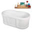 59" Streamline Soaking Freestanding Tub and Tray With Internal Drain-101697741