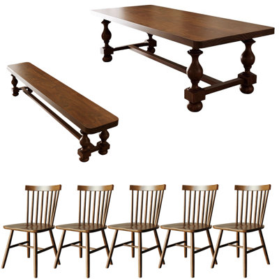 American vintage style solid wood dining table set
