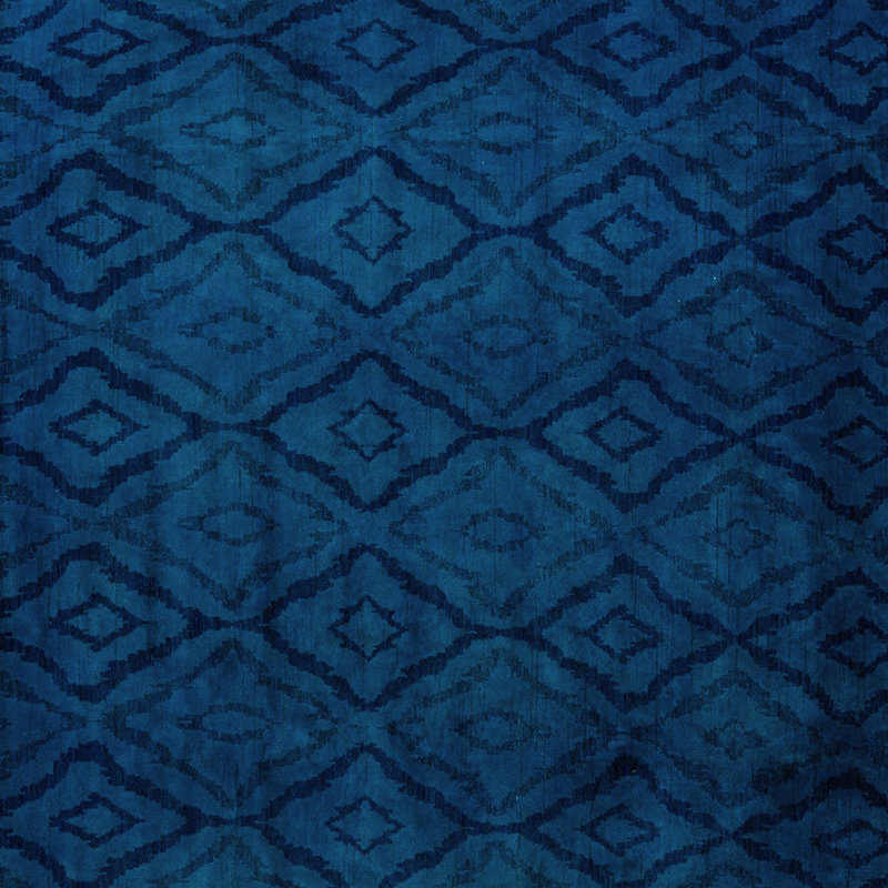 Tapis turquoise lavable à la machine Abstract 5363, Carré 8 pi