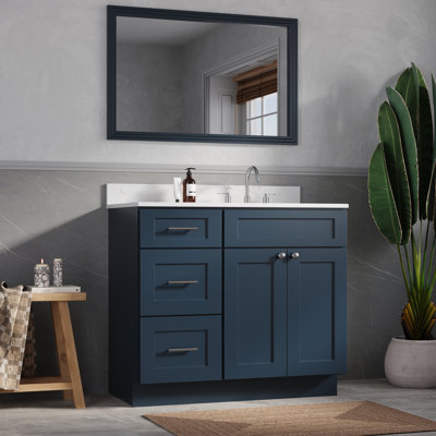 Disar Single Bathroom Vanity with Quartz Top