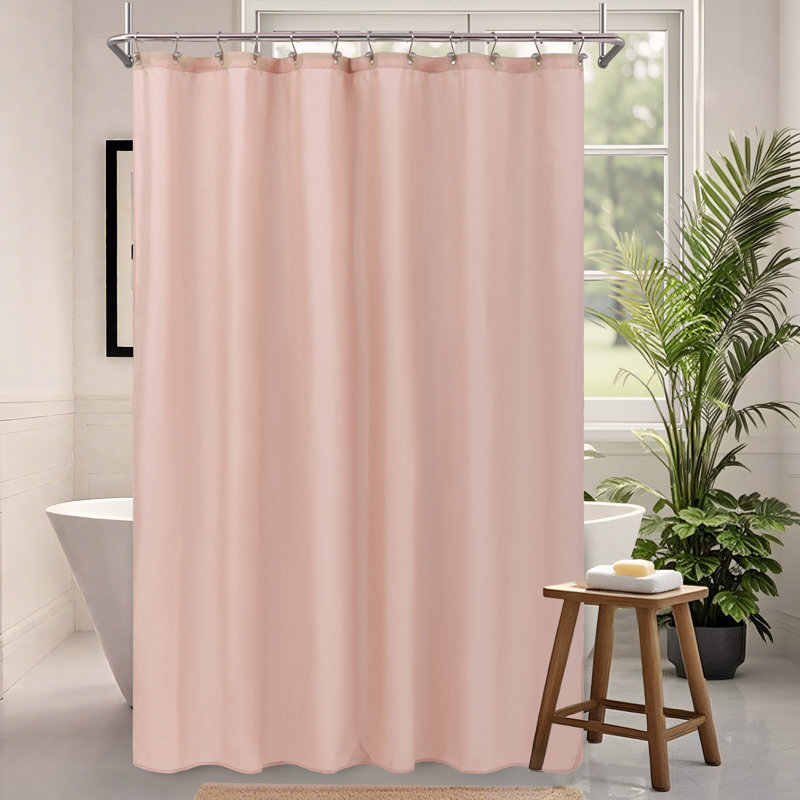 Kidd Waterproof Fabric Single Shower Curtain Liner With Magnets, Blush Pink, 72"H x 72"W