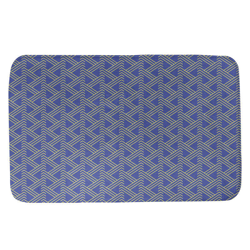 Tapis pour salle de bain Zig Zag, l 21 po x L 34 po, Bleu/jaune
