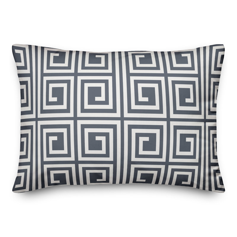  Coussin décoratif géométrique intérieur / extérieur en polyester, Ardoise, H 14 po x l 20 po
