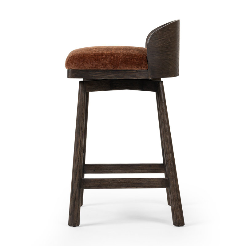 Cloris Swivel Stool-Altair Sienna-Counter & Bar, Counter Stool (26.97" Seat Height), Altair Sienna Polyester, Warm Oak