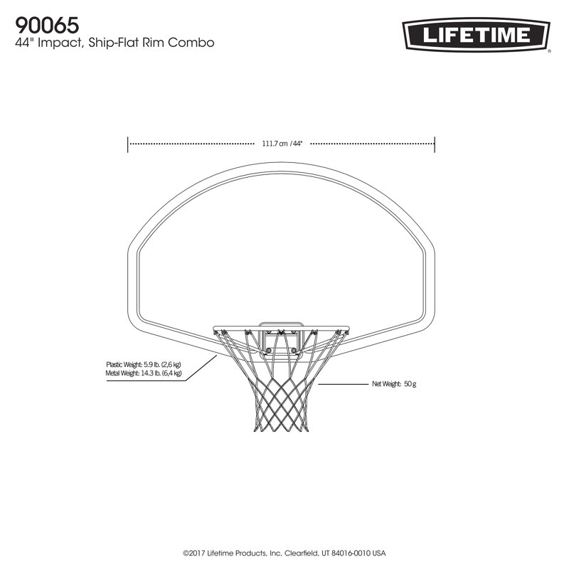 Lifetime Basketball Backboard and Rim Combo 44 Inch