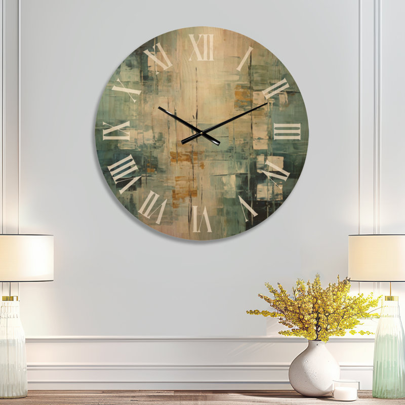 Birch Woods Whispering Winds VI – Oversized Botanical Round Wood Wall Clock, Medium