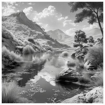 Monochrome Mountain Landscape Comforter
