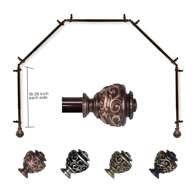 Tringle à rideaux simple réglable 0,81 po Charleen, Cacao, 28 à 48 po (de chaque côté)