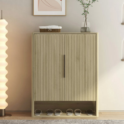 Shoe Storage Cabinet, Wooden Shoe Cabinet With Doors Modern Shoe Organizer With Adjustable Shelves,For Entryway, Hallway, Living Room