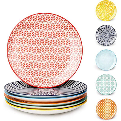 Ceramic Dinner Plates - 10 Inch Dessert Pizza Pasta Salad Plate Set - Dishwasher And Microwave Safe - Set Of 6, Vintage