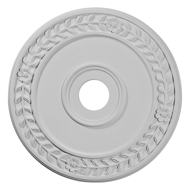 Endurathane Wreath Ceiling Medallion, 21 1/8"OD x 3 5/8"ID x 7/8"P (Fits Canopies up to 6"), Factory Primed