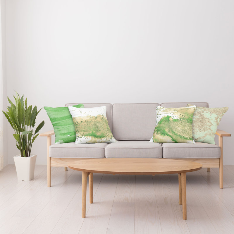 Housse de coussin Moncalieri, Gris / jaune / vert fougère, 12 po x 12 po