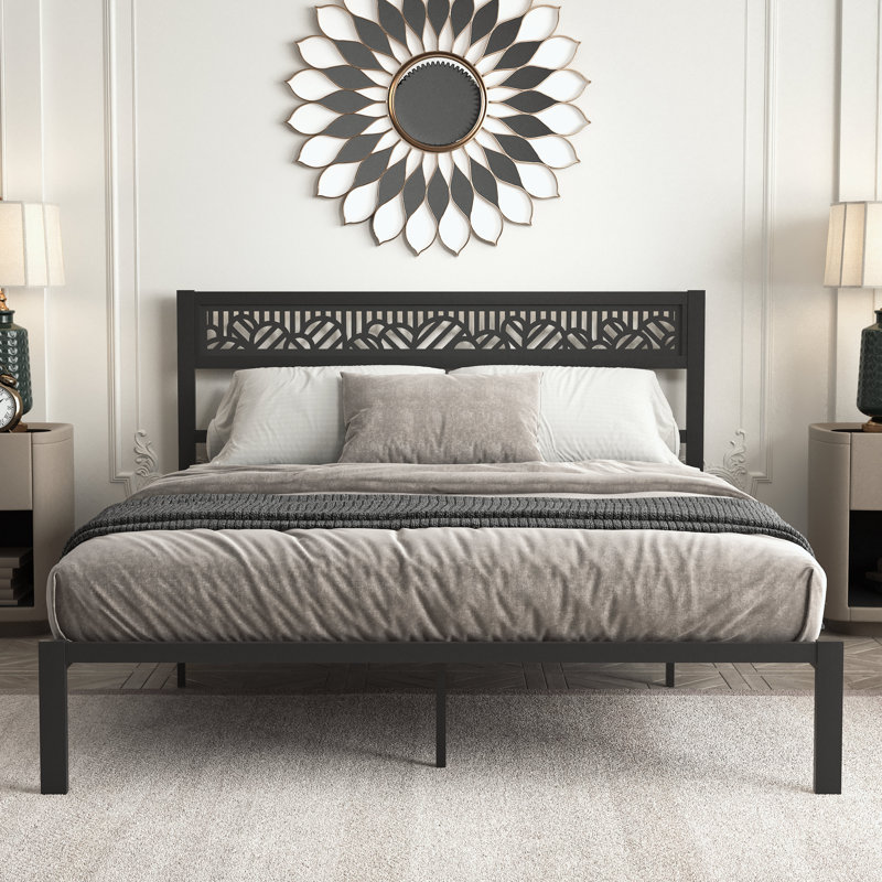 Charin Metal Platform Bed, Black, Queen