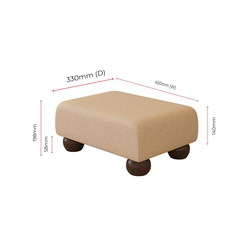 Autryville Wood Bun Feet - Fabric, Mahogany, Ecru Beige, Poz