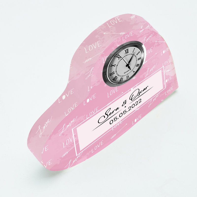 Analogue Acrylic Mechanical Tabletop Clock in Pink, Yes