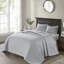 Couvre-lit réversible gris pour très grand lit avec fonction en coton doux et stable et intérieur confortable