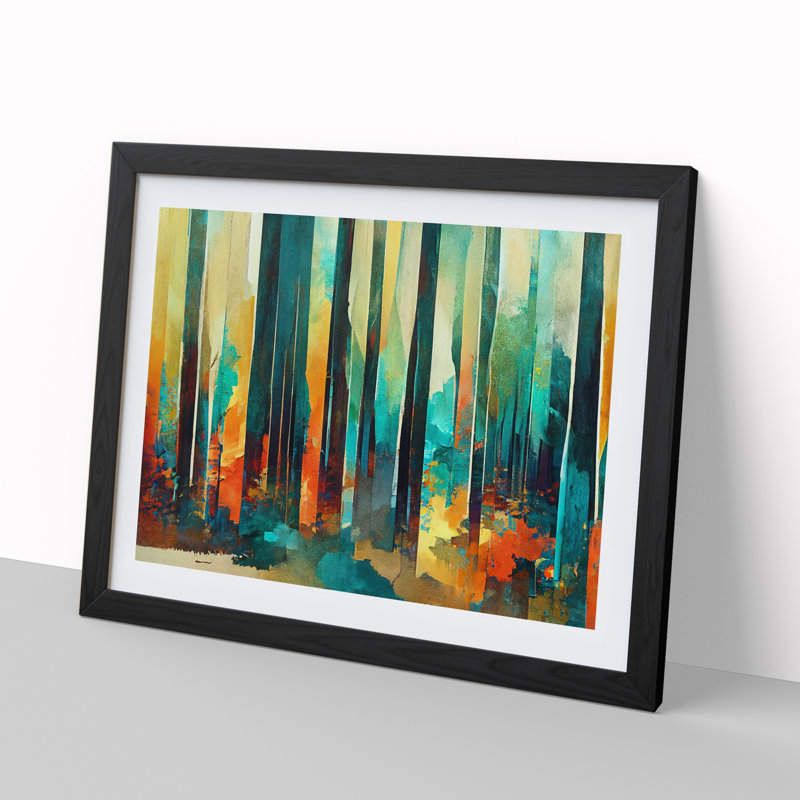 Captivating Abstract Forest Vol.2 - Picture Frame Print, 25cm H x 34cm W x 2cm D, Black