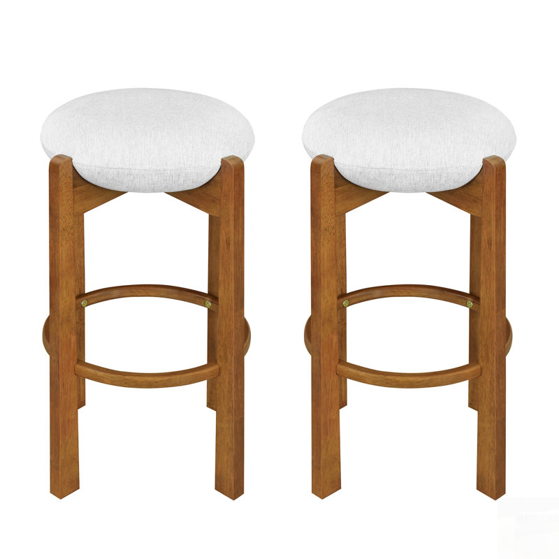 Ensemble de 2 tabourets de bar rembourrés d'intérieur en bois, parfaits pour les espaces modernes et compacts, Noyer