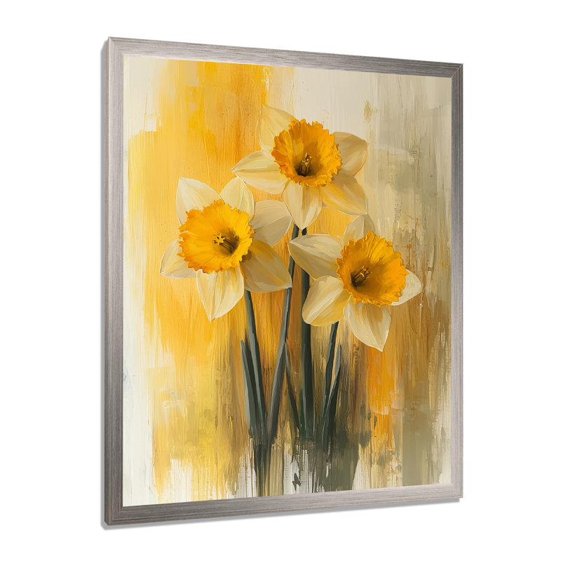 Hendrickson - Floral Wall Art Prints, Silver, 44" H x 34" W, Framed Print without Mat