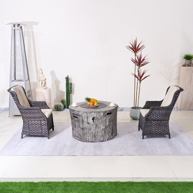 Ensemble de conversation pour terrasse d'extérieur en osier pour 2 personnes Margit, Beige, Brun