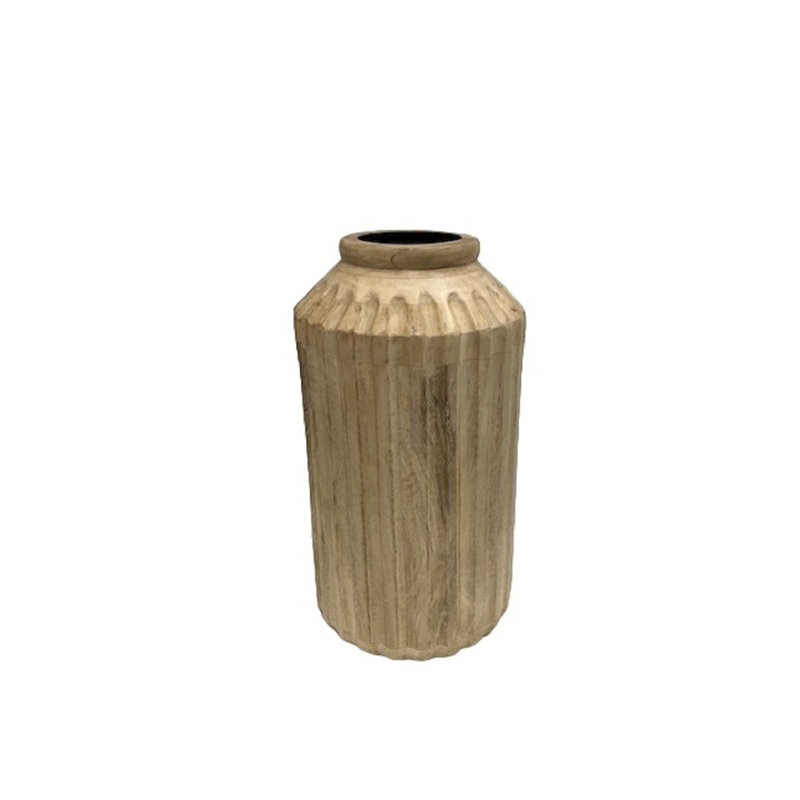 Vase en bois de manguier L 7 po x l 7 po x H 14 po