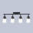 Lighting Track Light, Modern Fixed Rail Lighting With Clear Glass Shade, 4-Light Kitchen Ceiling Light In Black Finished.