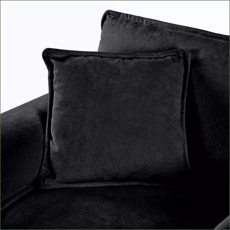 Canapé-lit modulaire avec 3 repose-pieds Coussins, canapé modulaire en chenille pour salon | Noir | Chenille