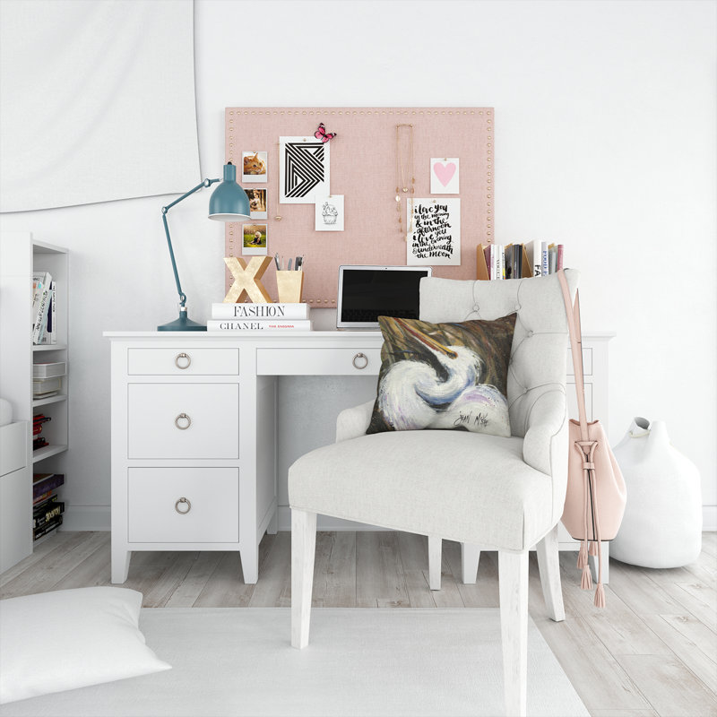Coussin intérieur/extérieur White Egret, H 14 po x l 14 po x P 4 po