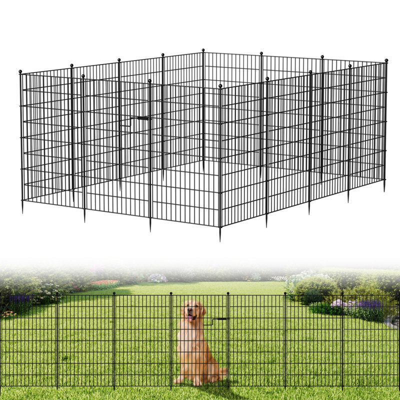Clôture de jardin en métal No-Dig, Rectangle noir, 13
