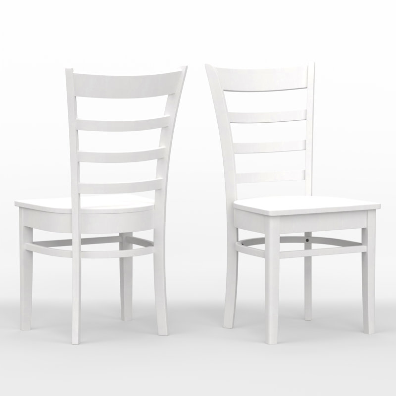 Chaise d'appoint en bois massif Ercan, Blanc