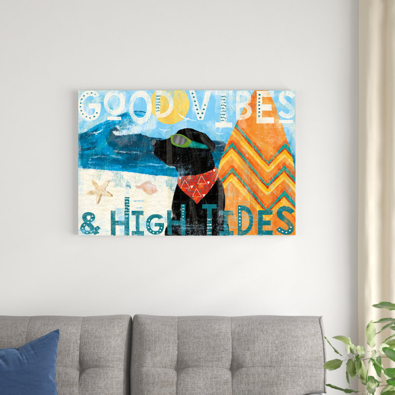 " Good Vibes II " by Veronique Charron, 24" H x 36" W x 1.25" D, Walnut Framed Print, White