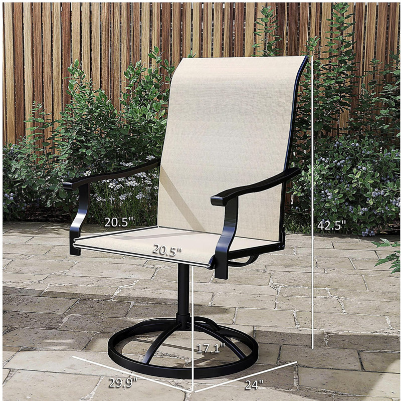 Ensemble de 2 chaises d'extérieur, chaises pivotantes, Beige/noir