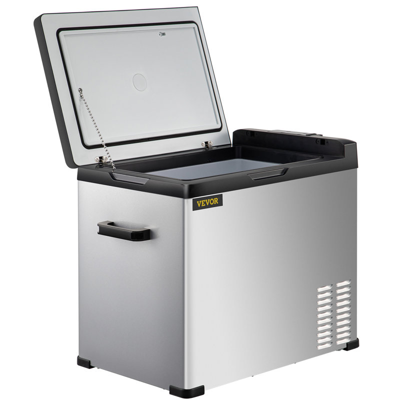 VEVOR 53 Qt Black and Silver Portable Car Refrigerator with App Control