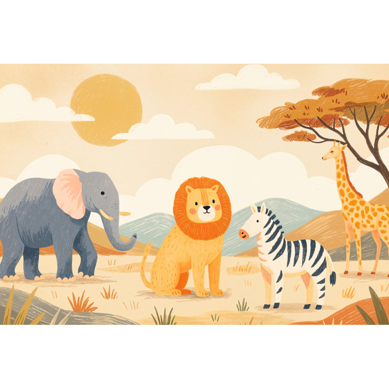 Papier peint animaux Safari, 100 po x 96 po, Non-Woven Nonpasted