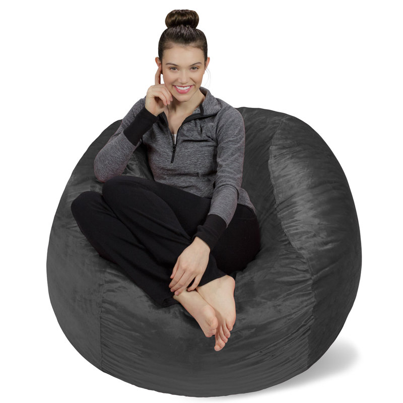  Bean Bag Chair - 4 Ft Shredded Foam Filled Round Pouf Chair - Plush, Ultra Soft Memory Foam Filled Bean Bag Chair with Microsuede Cover - Stuffed Foam Filled Furniture and Accessories for Dorm Room in Multiple Colors