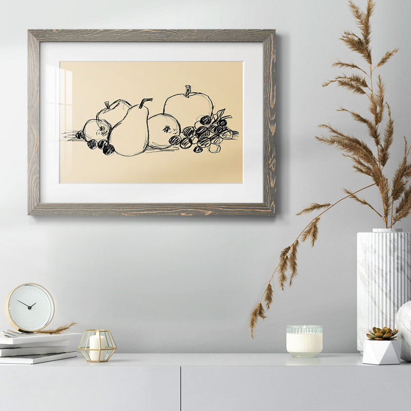 " Graphite Fruit II " Painting Print, Gray