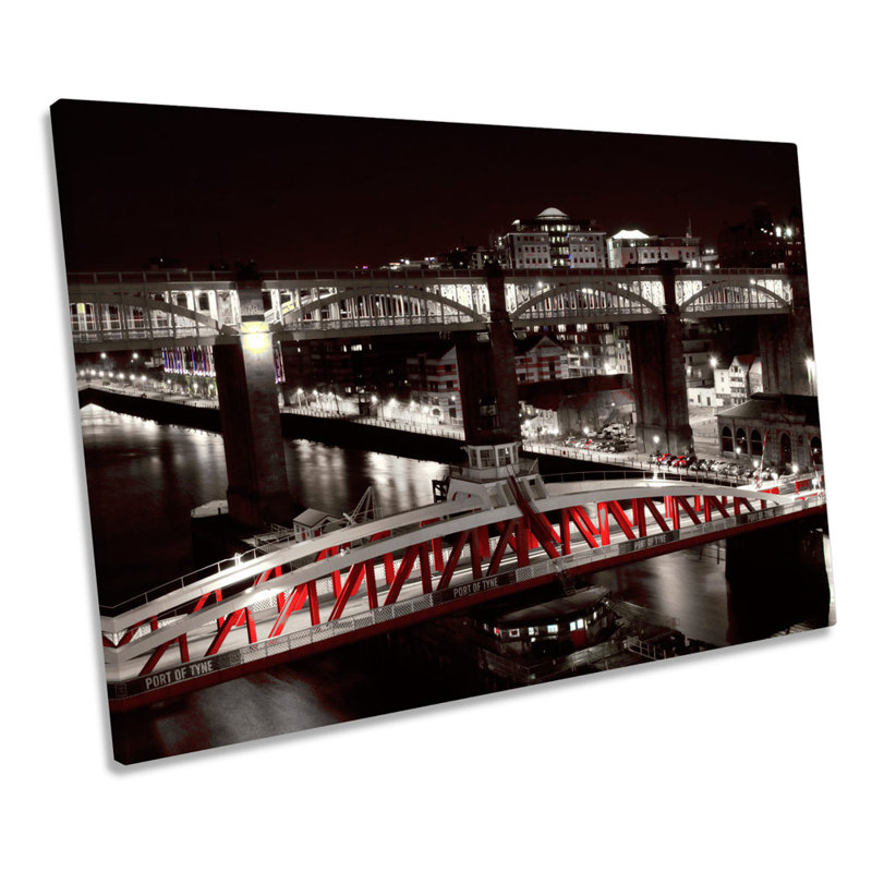 Newcastle River Tyne Swing Bridge - Wrapped Canvas Print, 91.4cm H x 137.2cm W x 4cm D