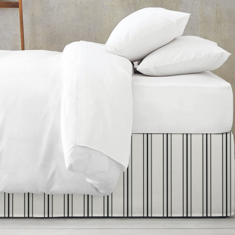 August Stripe Cotton Tailored Bed Skirt, California King, 15", Ebony