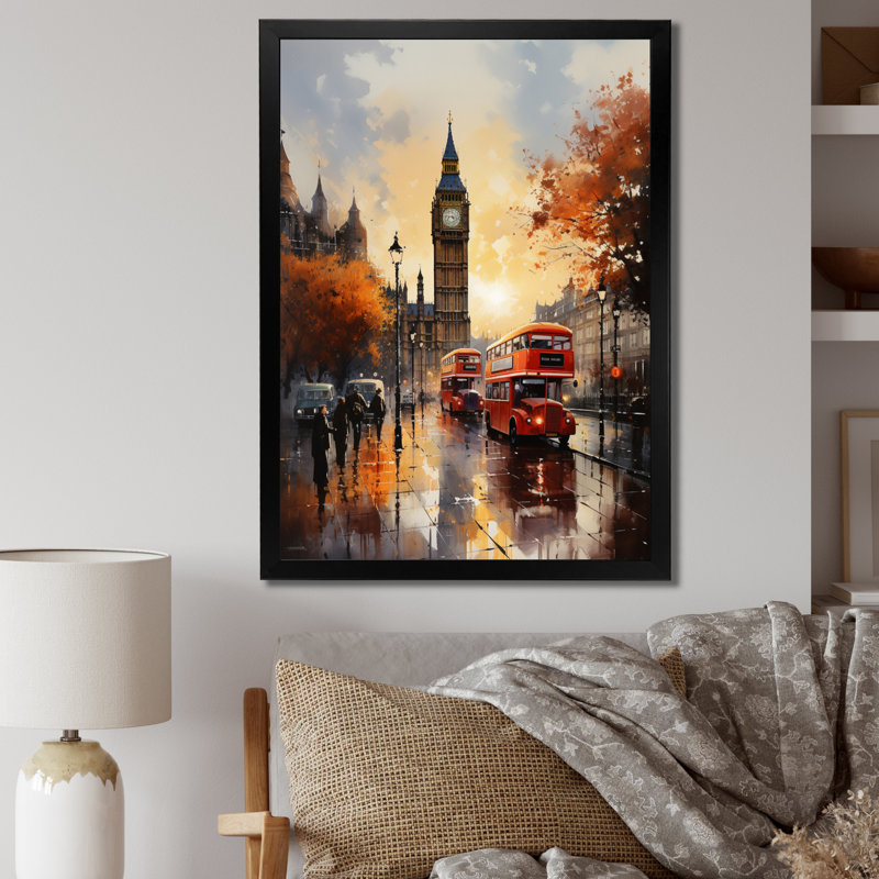 Angleterre, paysage urbain, paysage urbain IV - décoration murale paysages urbains, L 12 po x H 20 po, Cadre photo noir