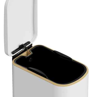 Ksskss 2.6 Gallon Slim Stainless Steel Step On Bathroom Trash Can With Soft-close Lid,removable Liner Bucket,includes 60 Trash Bags,wastebasket For Narrow Spaces,toilet,rv,bedroom,home,office