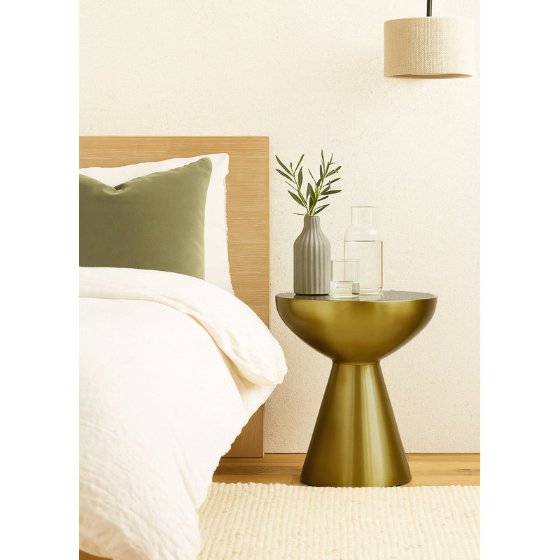 Beatrix Pedestal End Table, Light Brass