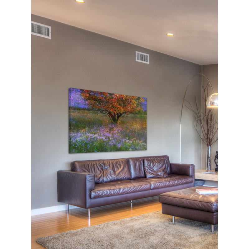 Lone Tree Flowered Meadow Canvas Art Print