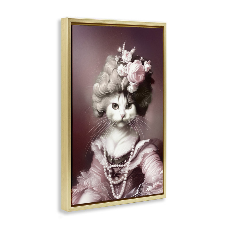 Reproduction d'art historique sur toile encadrée brune, par Annabelle Hall, H 25 po x l 17 po, Cadre flottant noir de jais