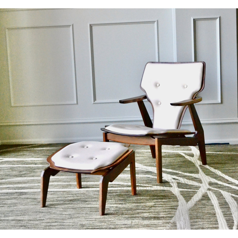 Upholstered Accent Chair with Ottoman