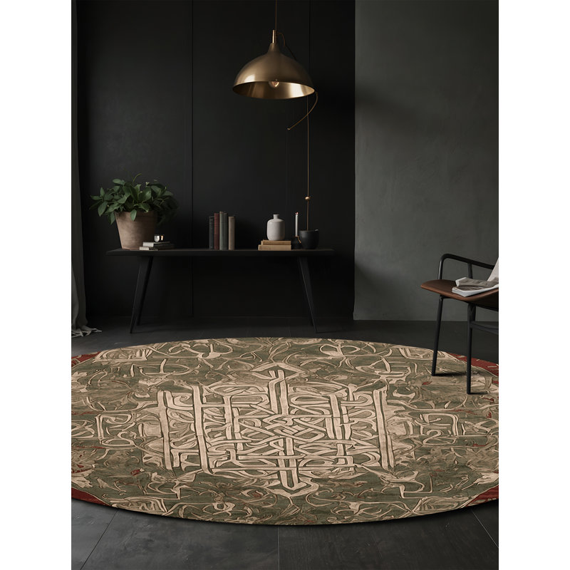 Tapis brun lavable à la machine, Rond 7 pi