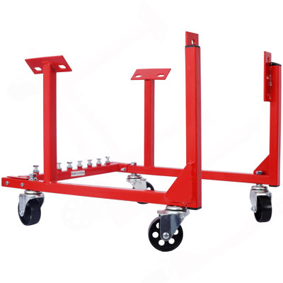 Berceau moteur avec roues Chevy, petit et grand bloc, thermolaqué, roues de construction en acier robuste de 3 po, capacité de 1000 lb, matériel de rangement inclus