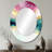 Abstract Geode Marble Waves Pink III - Pink Modern Oval Wall Mirror-1584949657